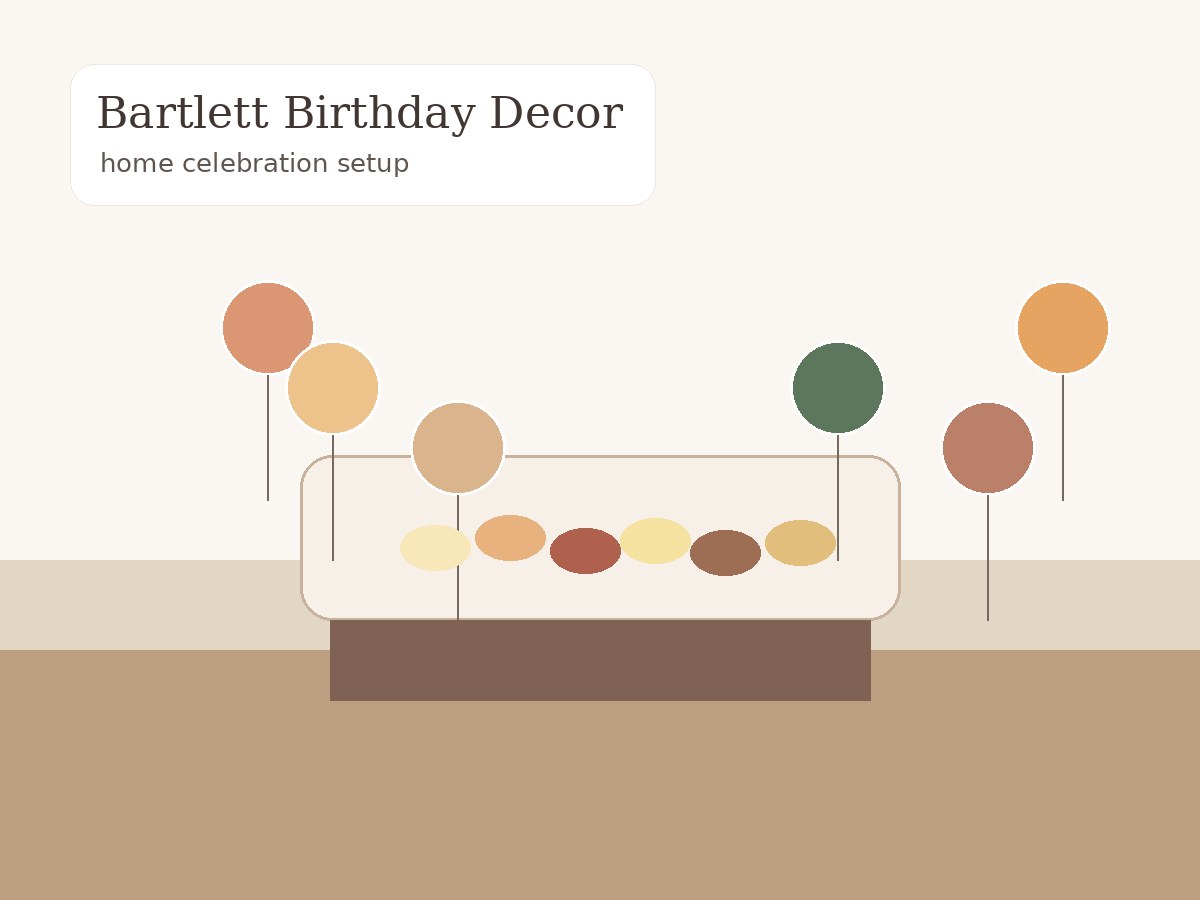 Bartlett budget party decor setup with birthday styling