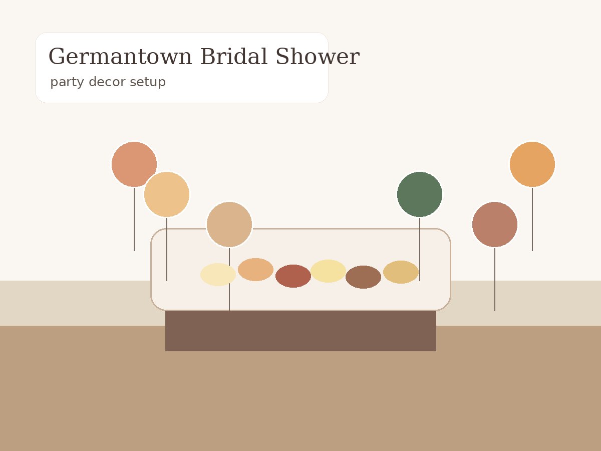 Germantown bridal shower party decor setup