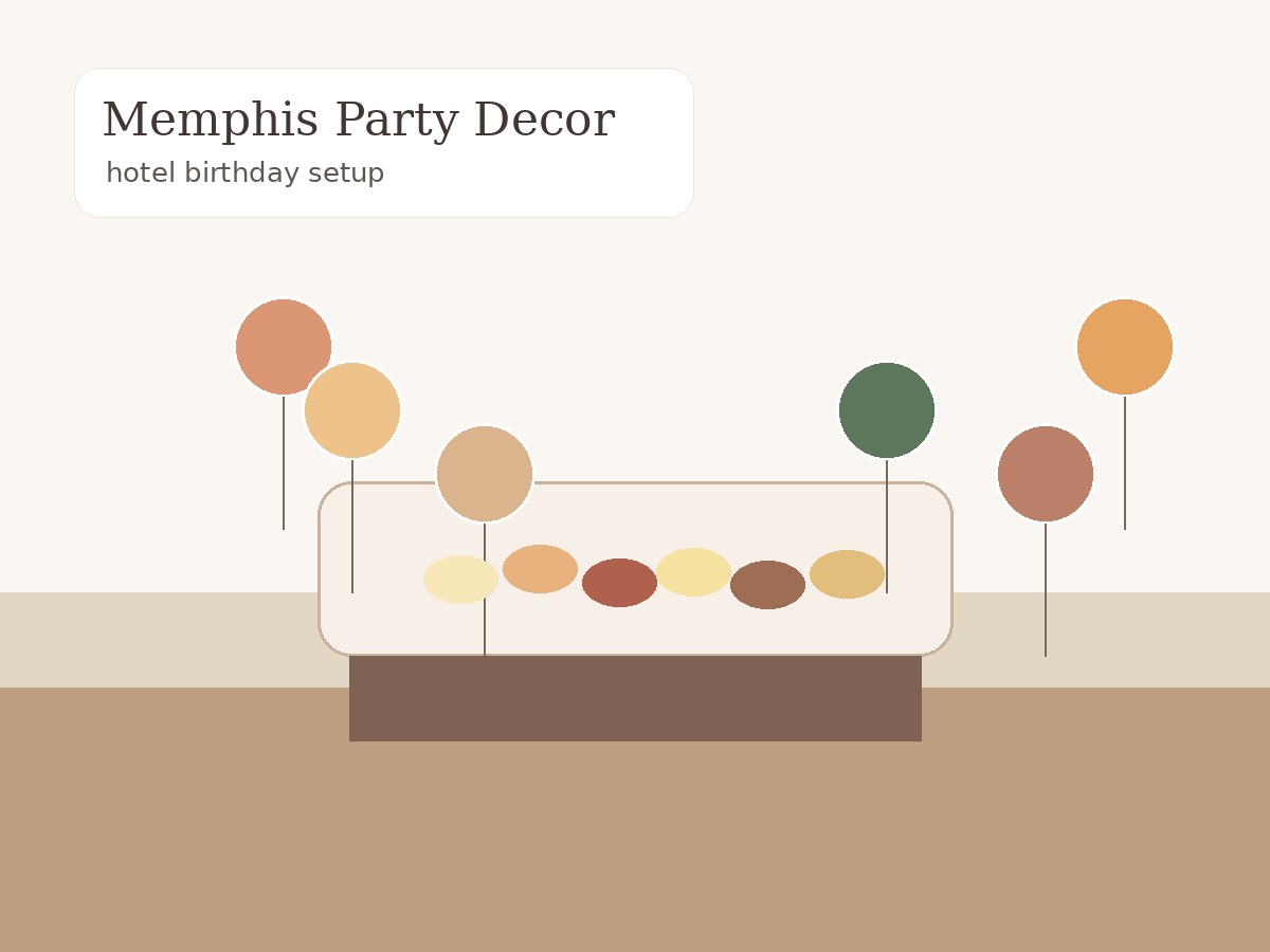 Memphis party decor with hotel-room birthday setup styling